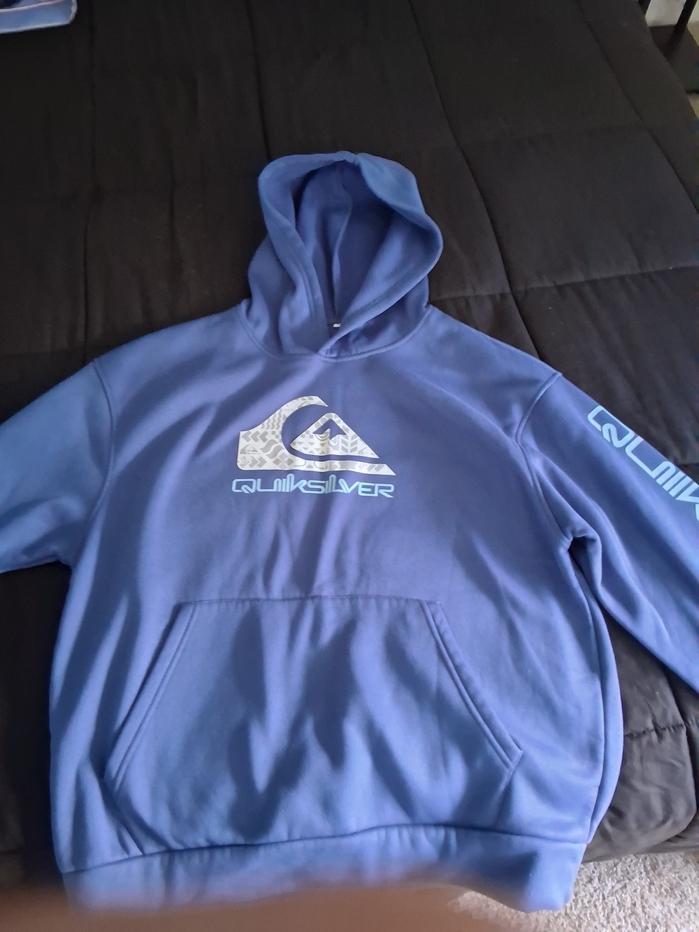 Quiksilver Blue Pullover Hoodie with Graphic Logo